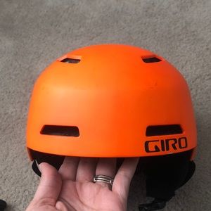 Orange youth snowboarding helmet